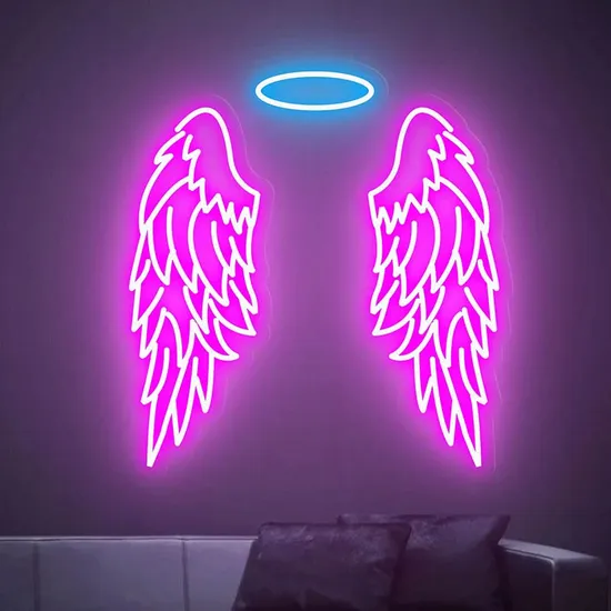 Angle Wings Neon Sign for Home Bar Pub Wall Decor