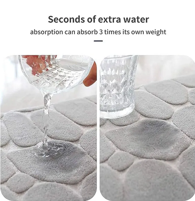 Water Absorb Memory Foam Cobblestone Bath Mat Anti-Slip Sponge bathroom Mat