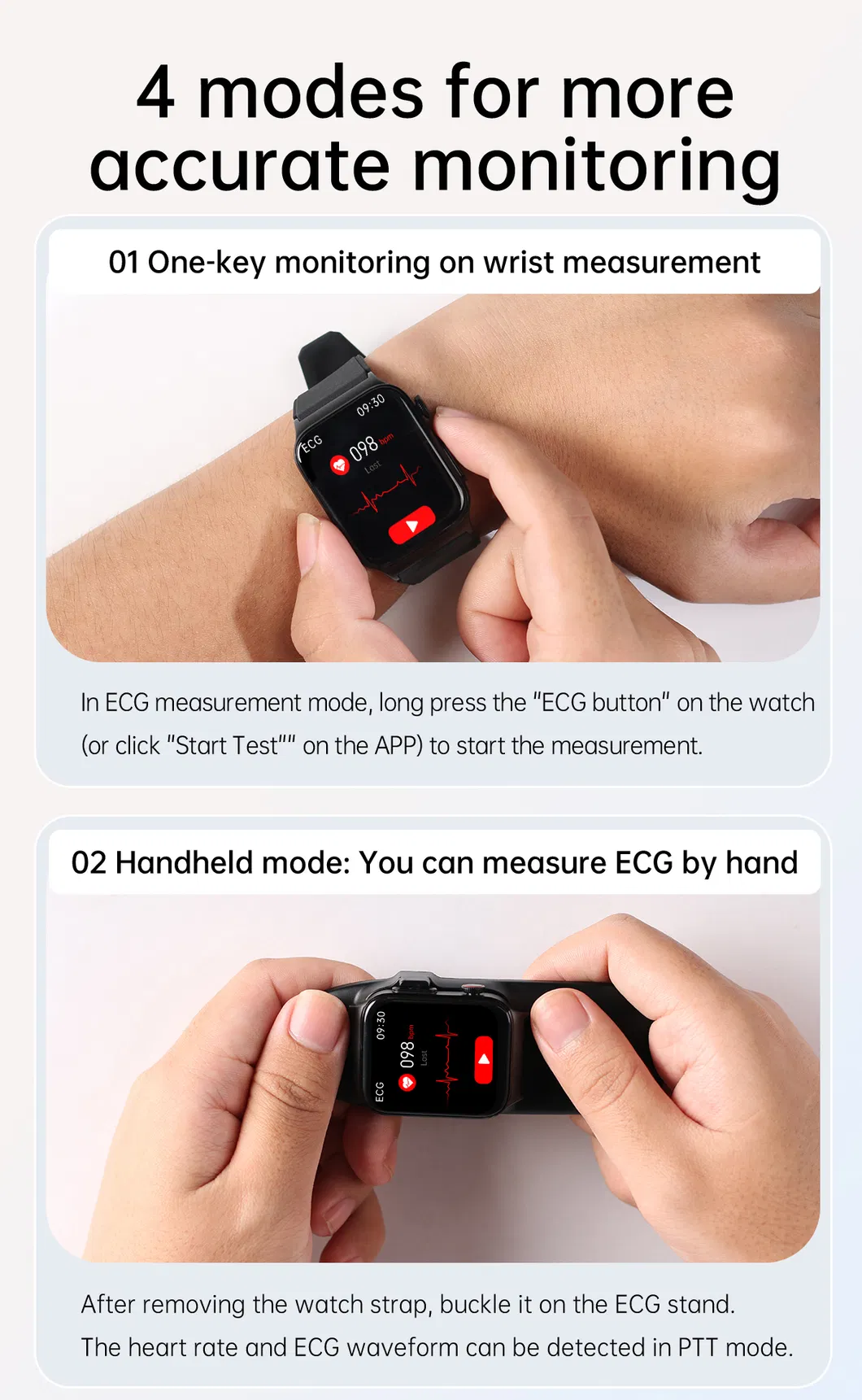 2024 Heart Rate Blood Pressure Blood Oxygen Monitoring Blood Glucose Health ECG E500 Smart Watch