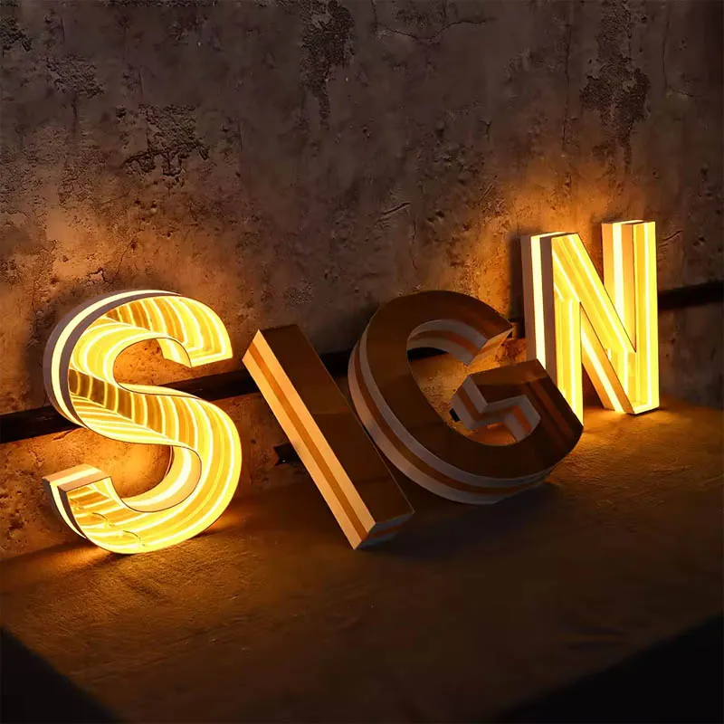 Custom Infinity Mirror Signs Mirror Acrylic Mirror Mini Letters Infinity LED Neon Signage