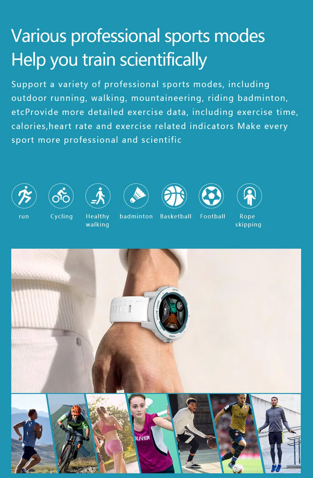 Fashion IP68 Waterproof Smart watch with Bluetooth Music Heart rate Blood pressure HT6