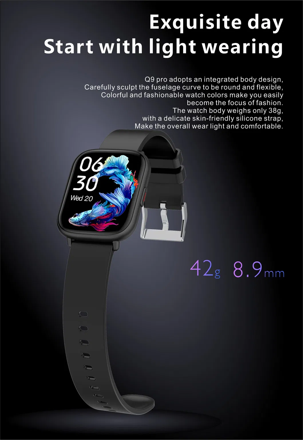 Full view 1.85inch Touch Screen SPO2 heart rate Blood pressure body temperature Smart Watch GT2