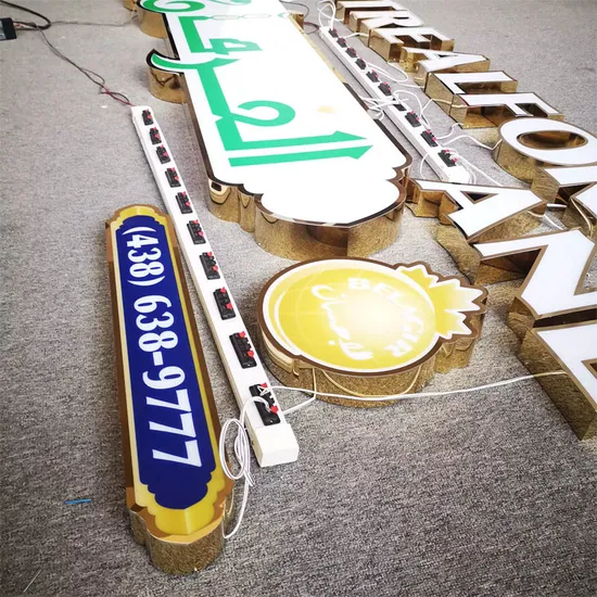 Custom LED Sign Logo Signage Gold Frontlit Channel Letters Business Signs