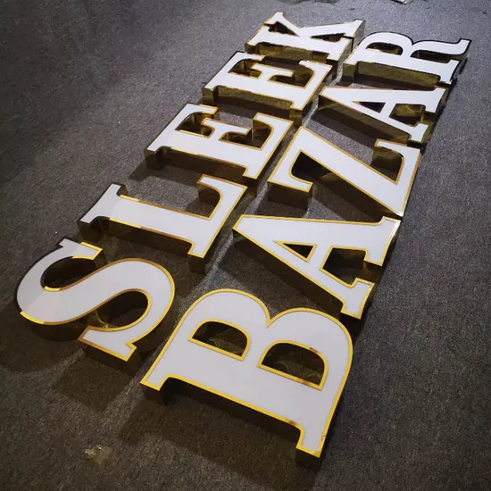 Custom LED Sign Logo Signage Gold Frontlit Channel Letters Business Signs