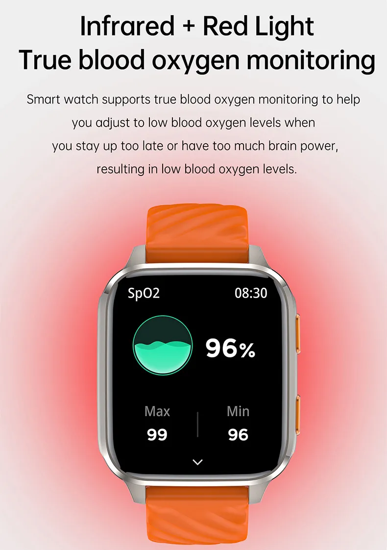 Large battery capacity Smart bracelet with HR BP Blood glucose for Senior healthcare FW12