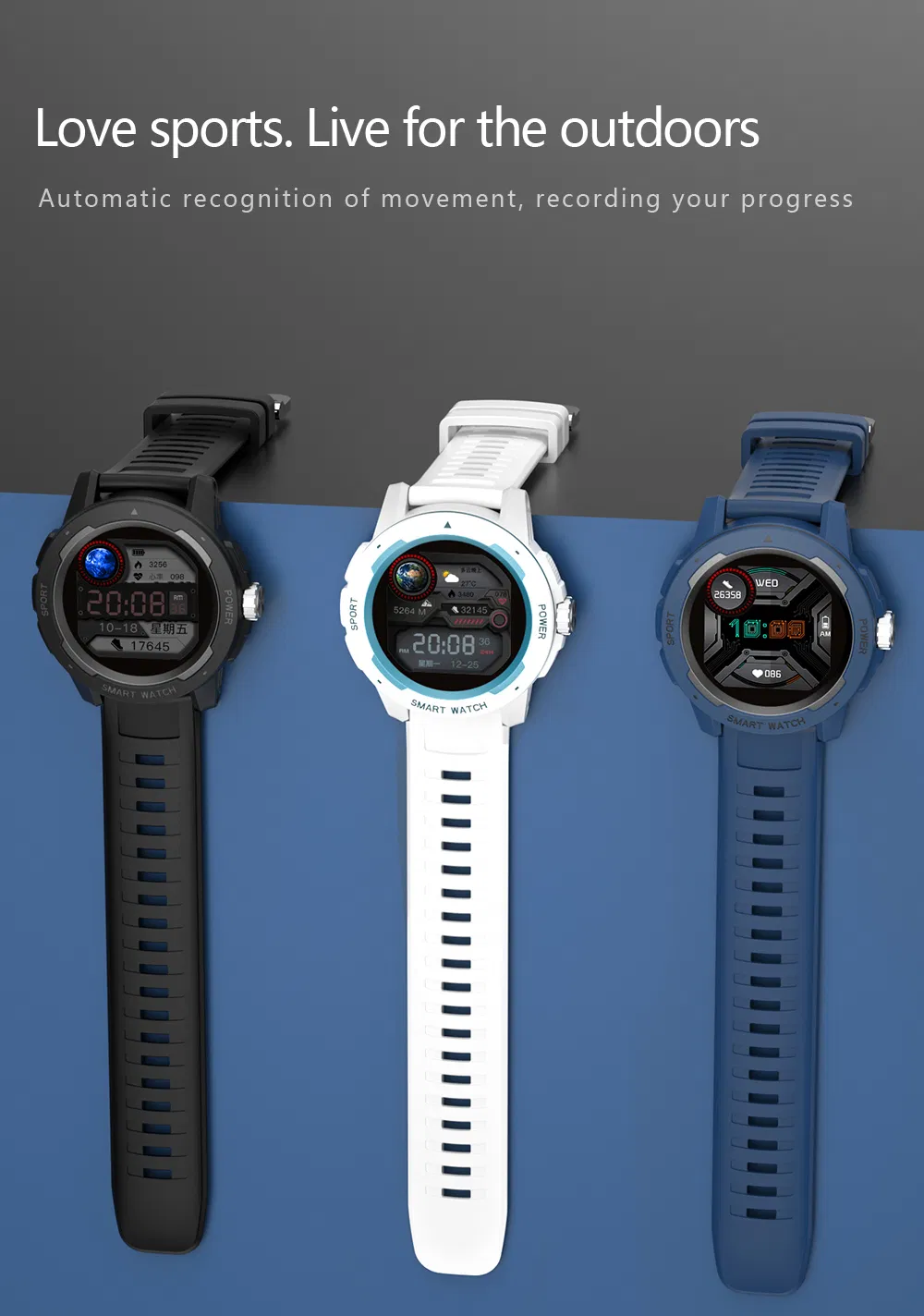 Newest IP68 Waterproof Bluetooth Sport Smart watch with Blood Pressure Bt music HT6