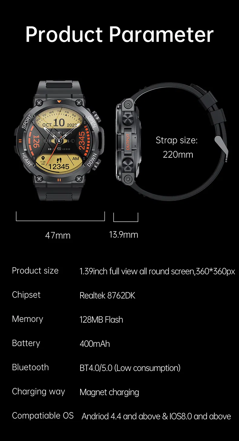 Outdoor Sports Smart Watch for Men Answer Call Smartwatch Women Wristwatch Fitness Bracelet Electronic Clock K56