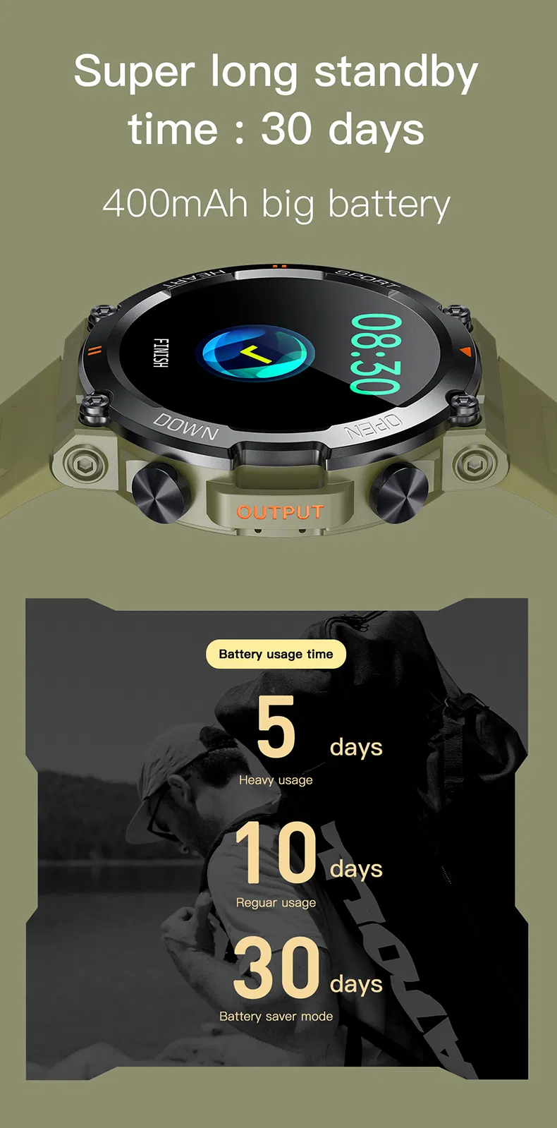 Reloj Inteligente BT Call Outdoor Men′s Sports Smart Watch for iOS Android with bluetooth Calling Feature K56