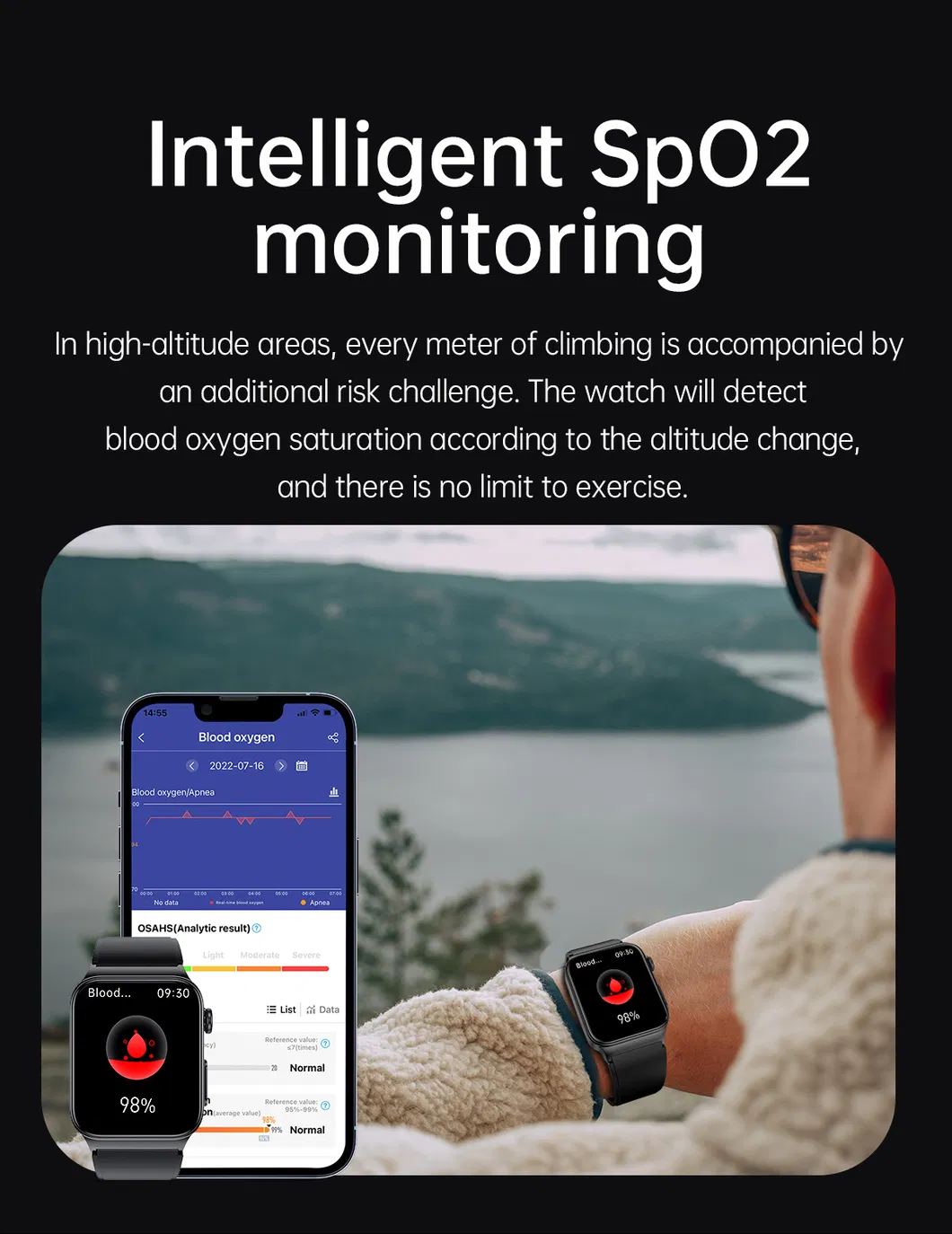 Sports Smart Watch Electrocardiogram Temperature Blood Oxygen Sleep Monitoring Blood Glucose ECG PPG Smart Watch E500