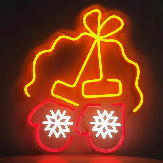 Cute Gloves Snowflakes Winter Xmas Gift Decorative Neon Wall Light