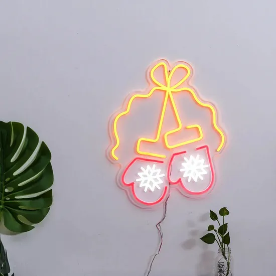 Cute Gloves Snowflakes Winter Xmas Gift Decorative Neon Wall Light