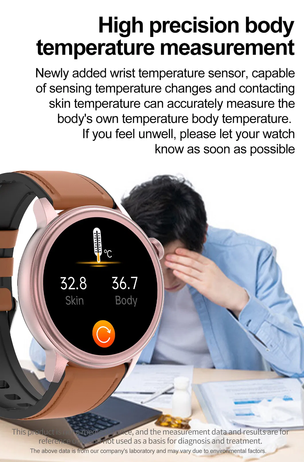 Accuracy IP68 Waterproof ECG Heart Rate Blood Pressure Blood Oyxgen Monitoring Smart watch with Bluetooth Call ET470