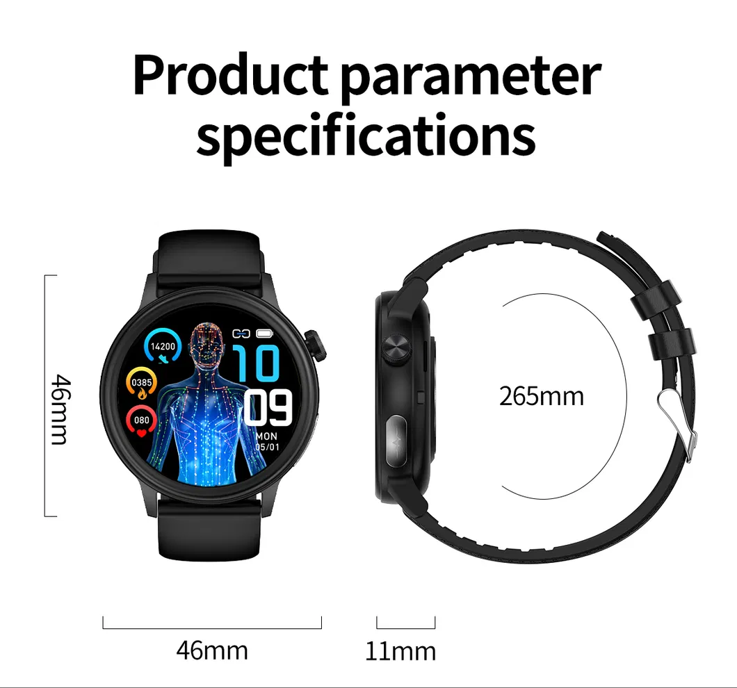 Bluetooth Call 1.39 Inch IP68 Waterproof ECG PPG Men Women Healthcare Smart Watch with Body Temperature SPO2 BP Blood Glucose Monitor ET470