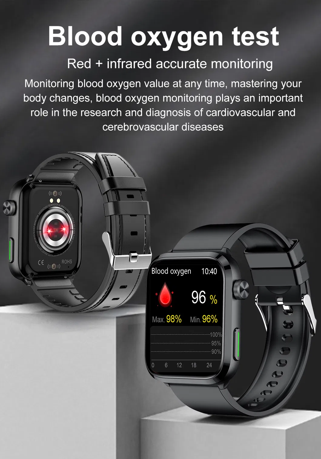 Fashion Design IP67 Waterproof Heart Rate Blood Pressure Body Temperature Monitoring Smart Watch with Bt Call F220