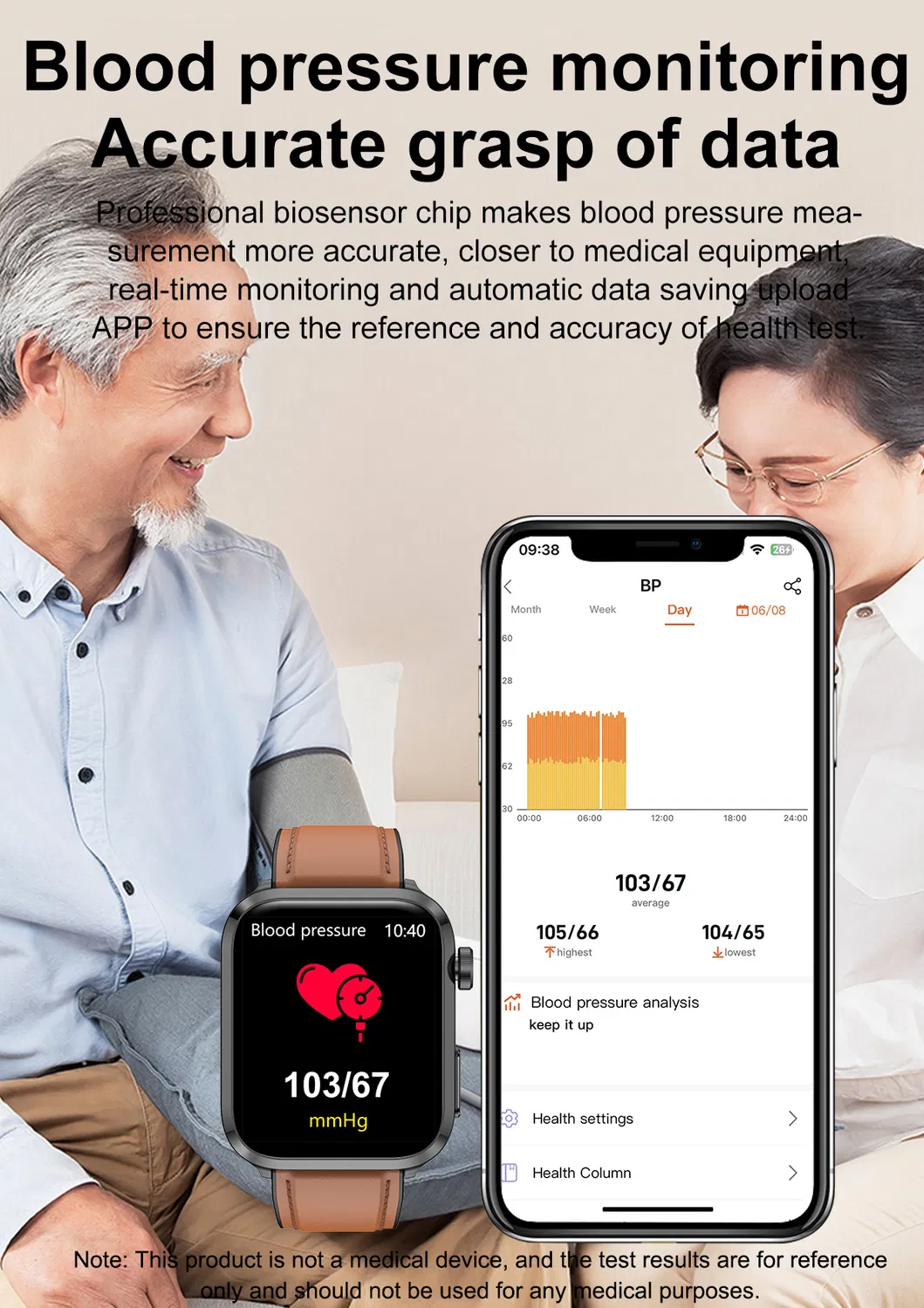 Good quality Heart Rate Blood Pressure Blood Oxygen Monitoring Blood Glucose Healthcare Smart bluetooth Watch F220