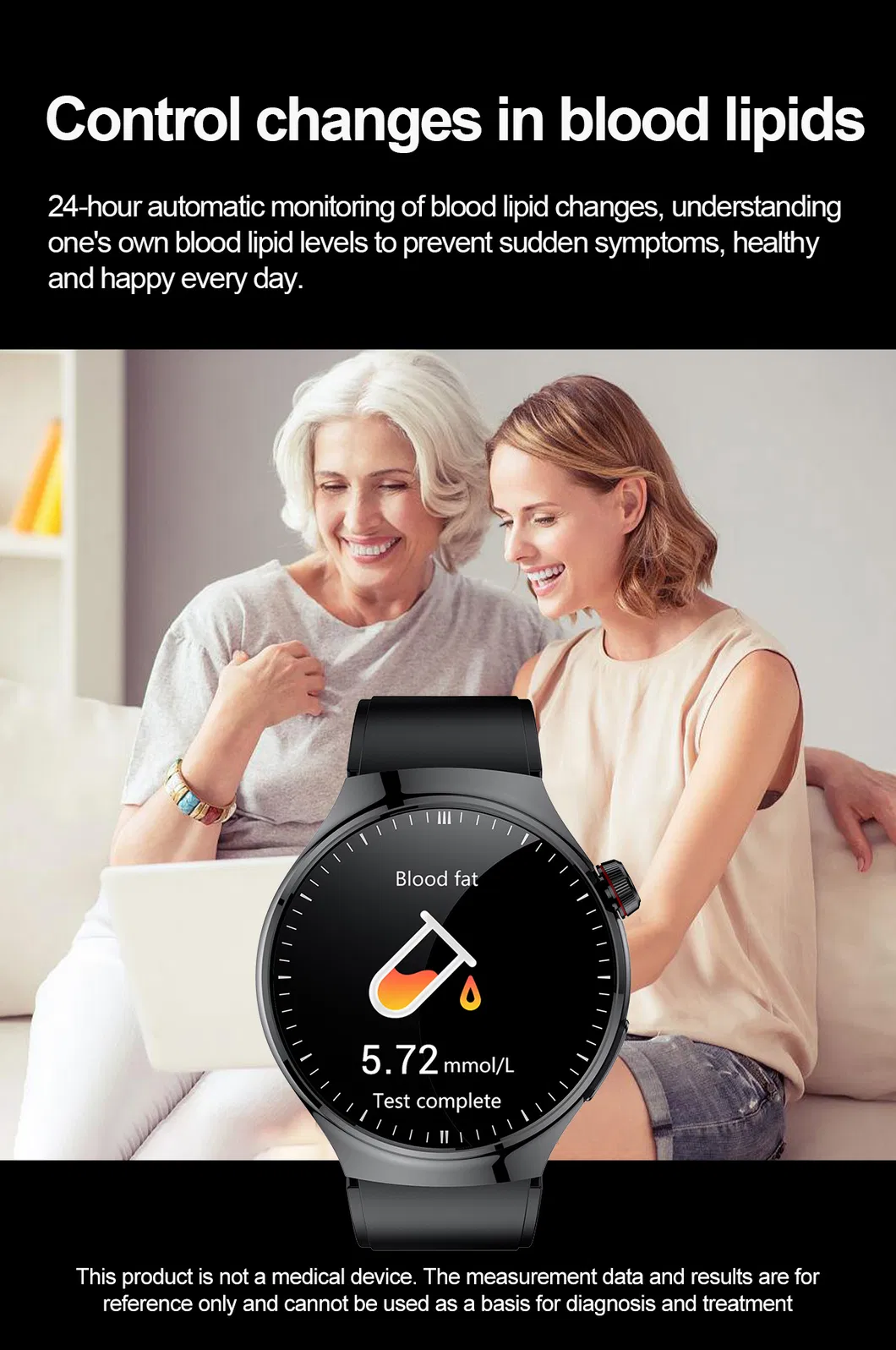 High quality Heart Rate Blood Pressure Blood Oxygen Body Temperature Monitoring Blood Glucose Healthcare ECG Smart bluetooth Watch TK26