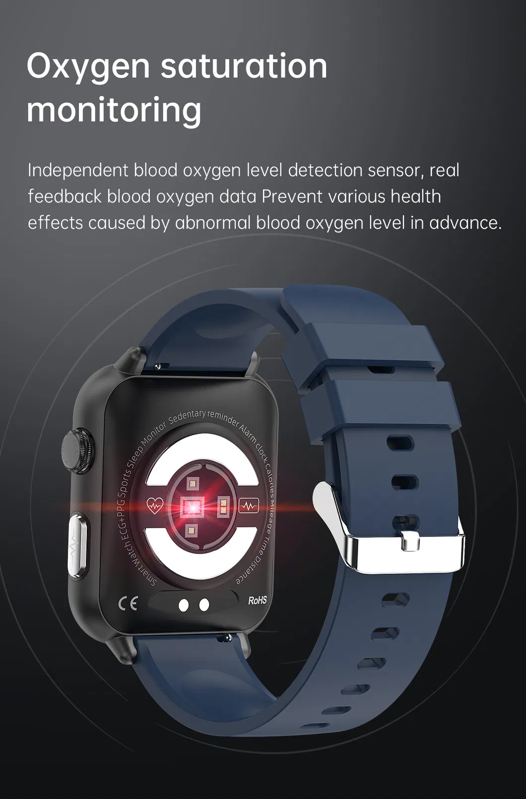 Hot Selling IP68 Waterproof Blood Oxygen Fitness Tracker Smart Watch with ECG Heart rate Blood pressure body temperature E200