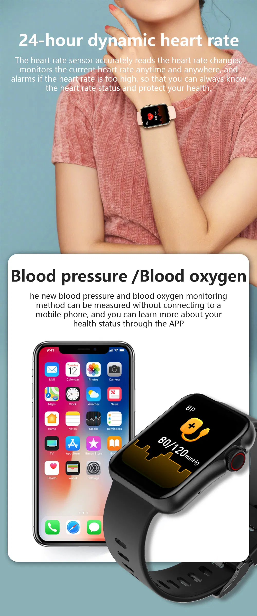 IP67 Precise Blood Pressure Monitoring Long Working Smart Bracelet with Bluetooth Call D07