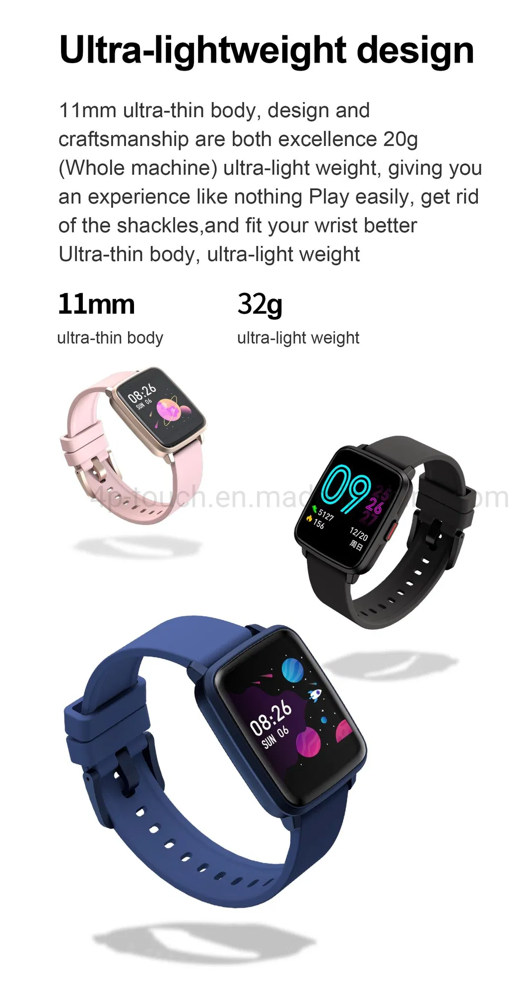 IP67 Waterproof Precise Body Temperature Heart Rate SpO2 Monitoring Smart Wristband with Bt Music CV12