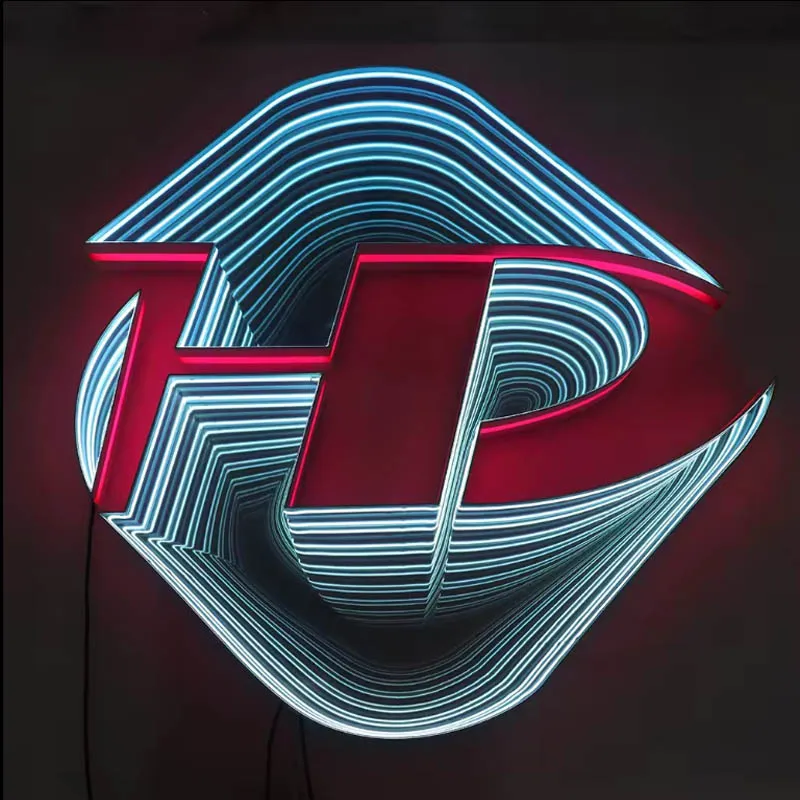 Infinity LED Mirror Wall Decorate Custom Neon Sign Logo for Pub and Shop