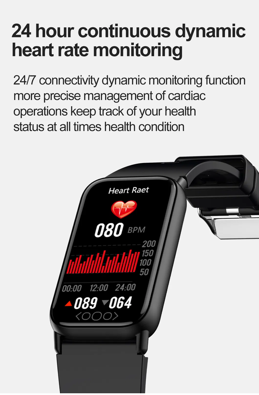 IP68 Waterproof Heart Rate Blood Pressure Blood Oyxgen Monitoring Smart WristBand with Body Temperature TK72