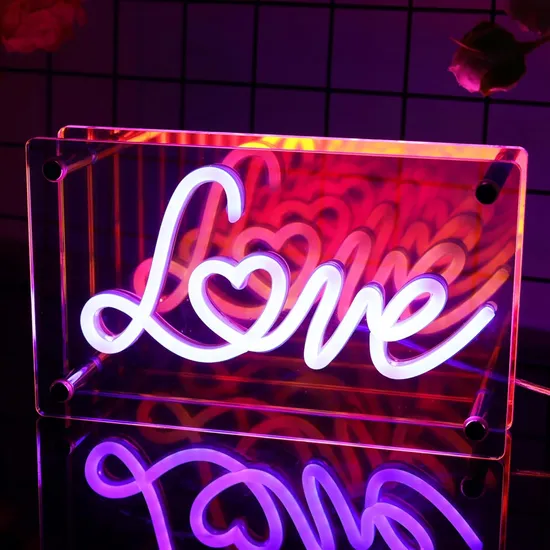 LED Neon Sign Light up Infinity Mirror Acrylic Color Letter Light Sign