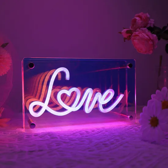 LED Neon Sign Light up Infinity Mirror Acrylic Color Letter Light Sign