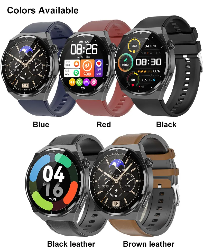 New Design ECG Bluetooth Round Screen PPG Heart Rate BP SPO2 Sport Fitness Smart Bracelet Watch TK20