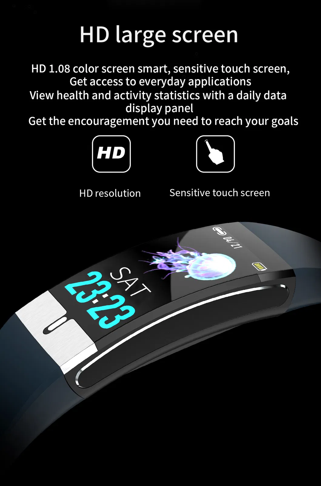 New Model IP68 Waterproof Bluetooth Body Temperature heart rate blood pressure Smart Bracelet Watch E66