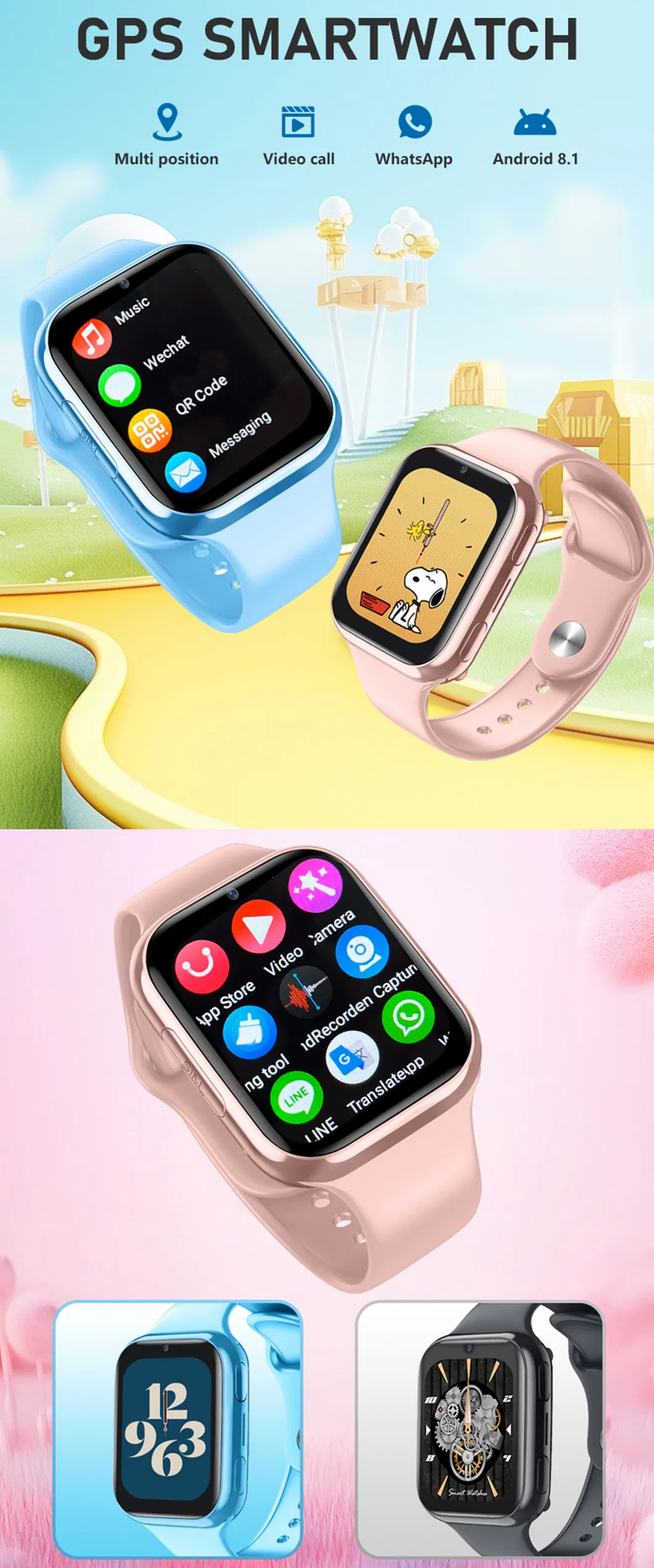 2024 China Factory LTE IP67 Waterproof Kids GPS Phone Watch with Geo-fence Setup for Parental Control D36N