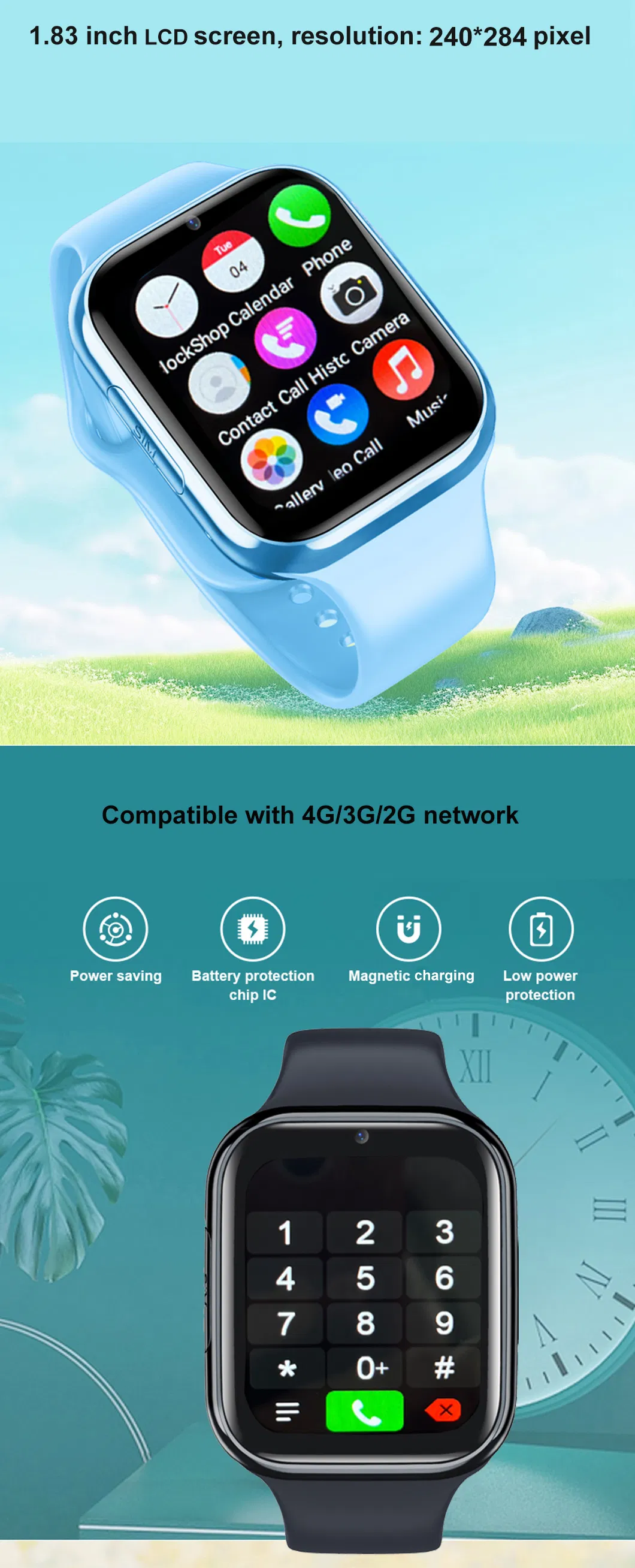 2024 China Factory LTE IP67 Waterproof Kids GPS Phone Watch with Geo-fence Setup for Parental Control D36N