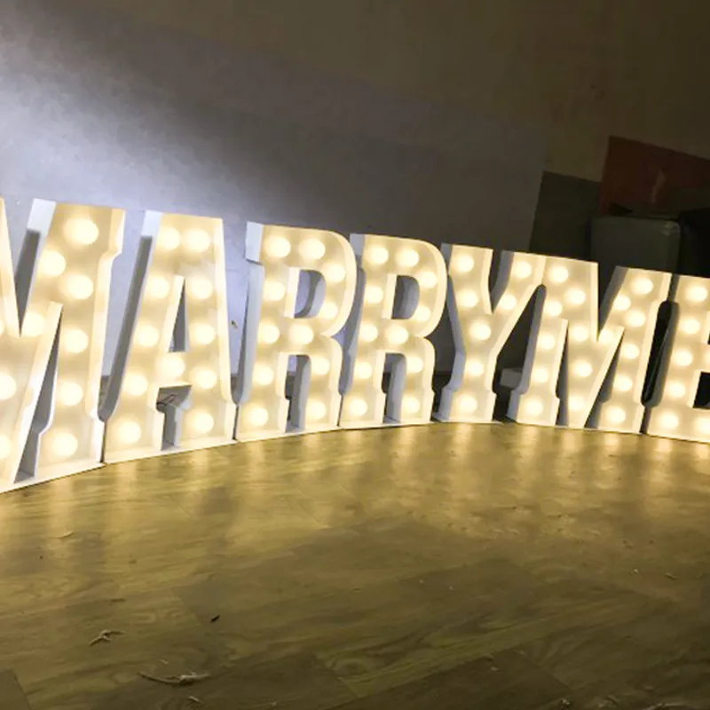 Props Wedding Decor Rusty Light Bulbs 4FT LED Light up Retro Store Front Sign Letters Custom LED Marquee Letters