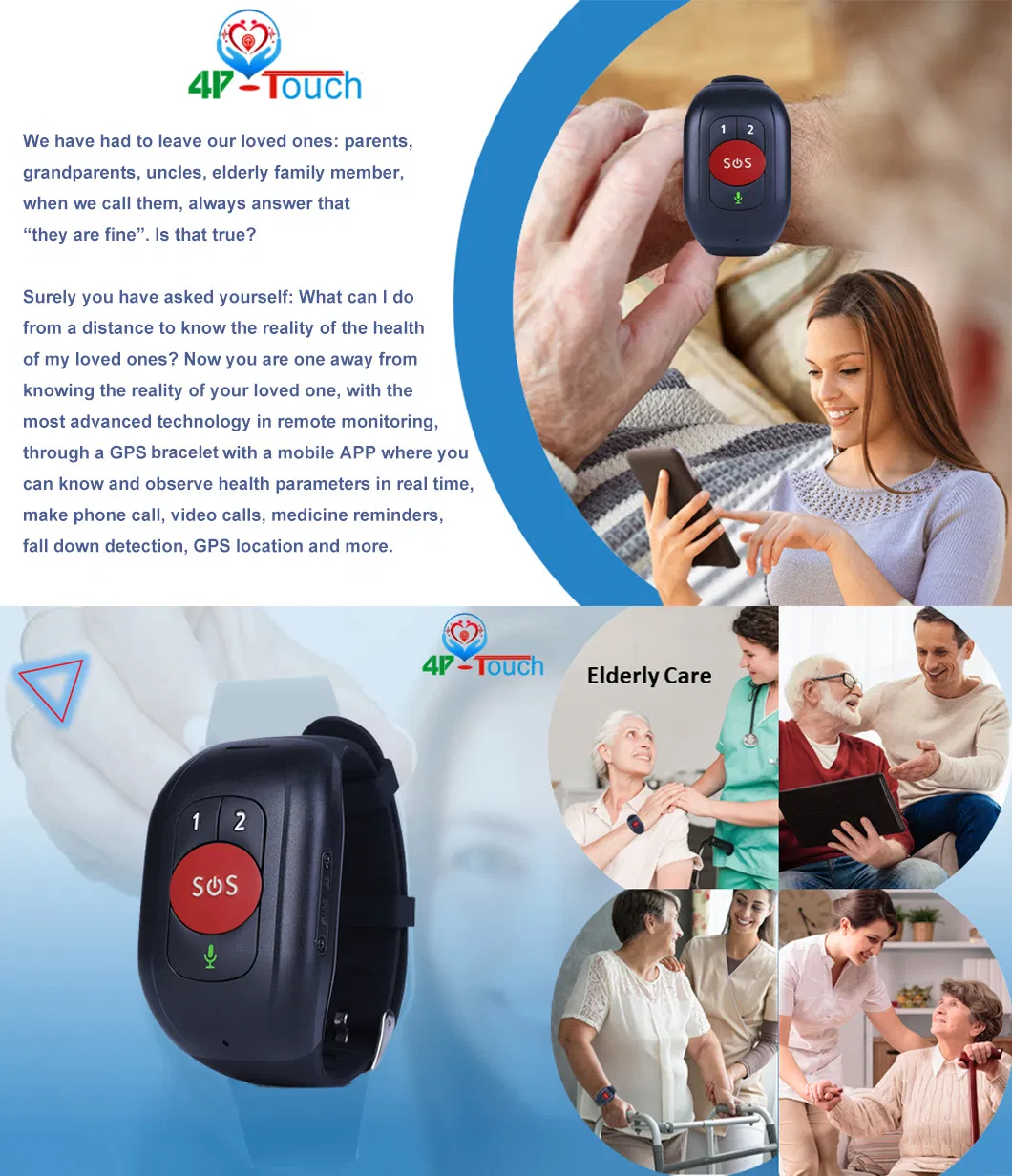 2024 Latest IP67 Waterproof 4G LTE Thermometer Safety GPS Bracelet Tracker with Heart Rate Blood Pressure Take off Alarm Y6T