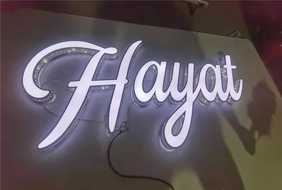 Side and Backlit Logo Signgae 3D Brushed Stainless Steel Metal Laser Cutting Letters Sign for Decoration