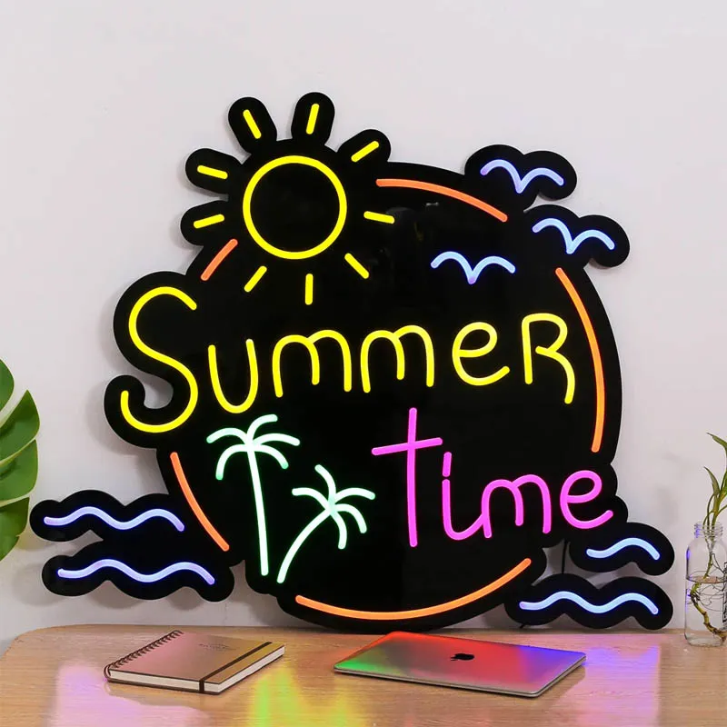 Sun Summer Time Coconut Seagull Neon Light Wall Decor