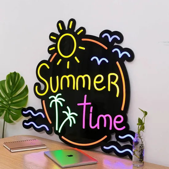 Sun Summer Time Coconut Seagull Neon Light Wall Decor