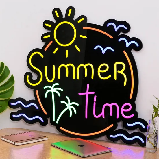 Sun Summer Time Coconut Seagull Neon Light Wall Decor