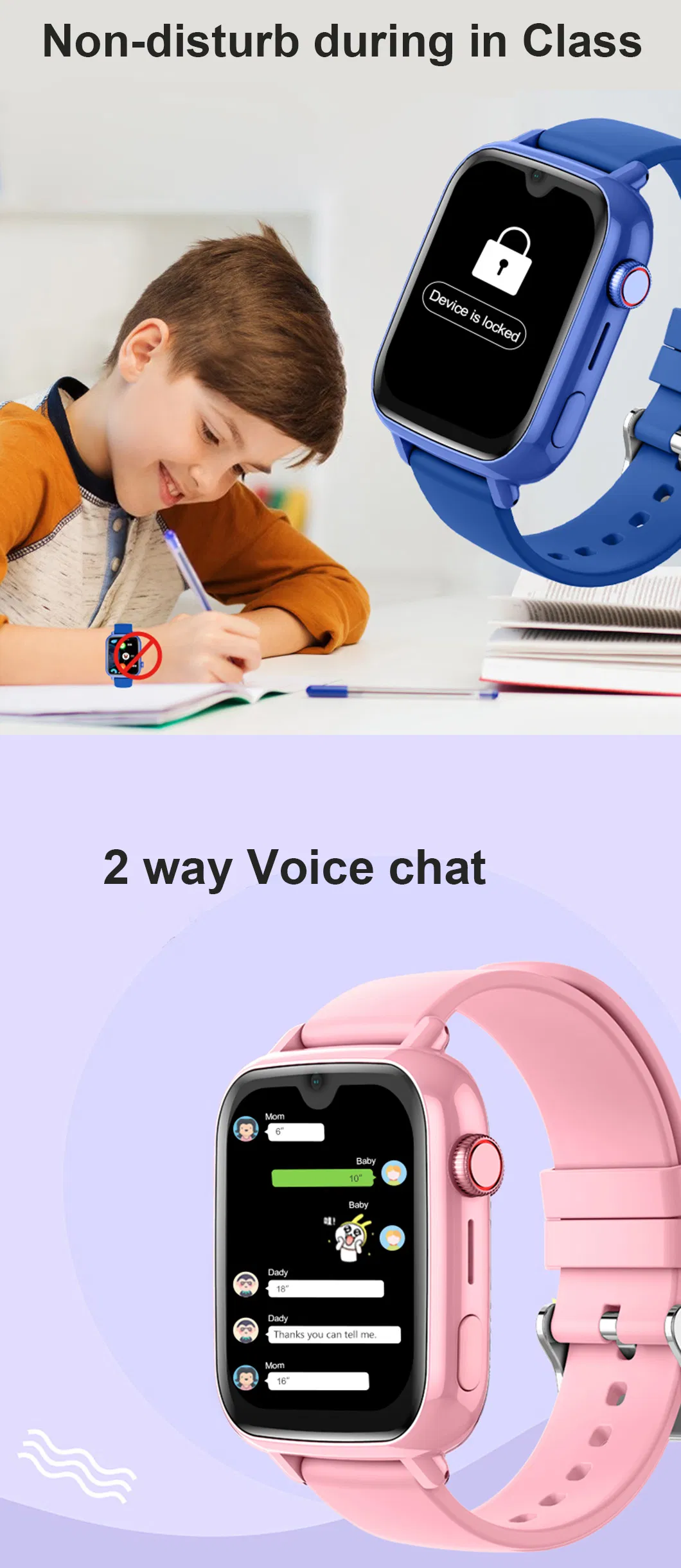 2024 New Launched LTE IP67 Waterproof Kids GPS Smart Watch with Voice and Video Call for Real Time Communication D49C