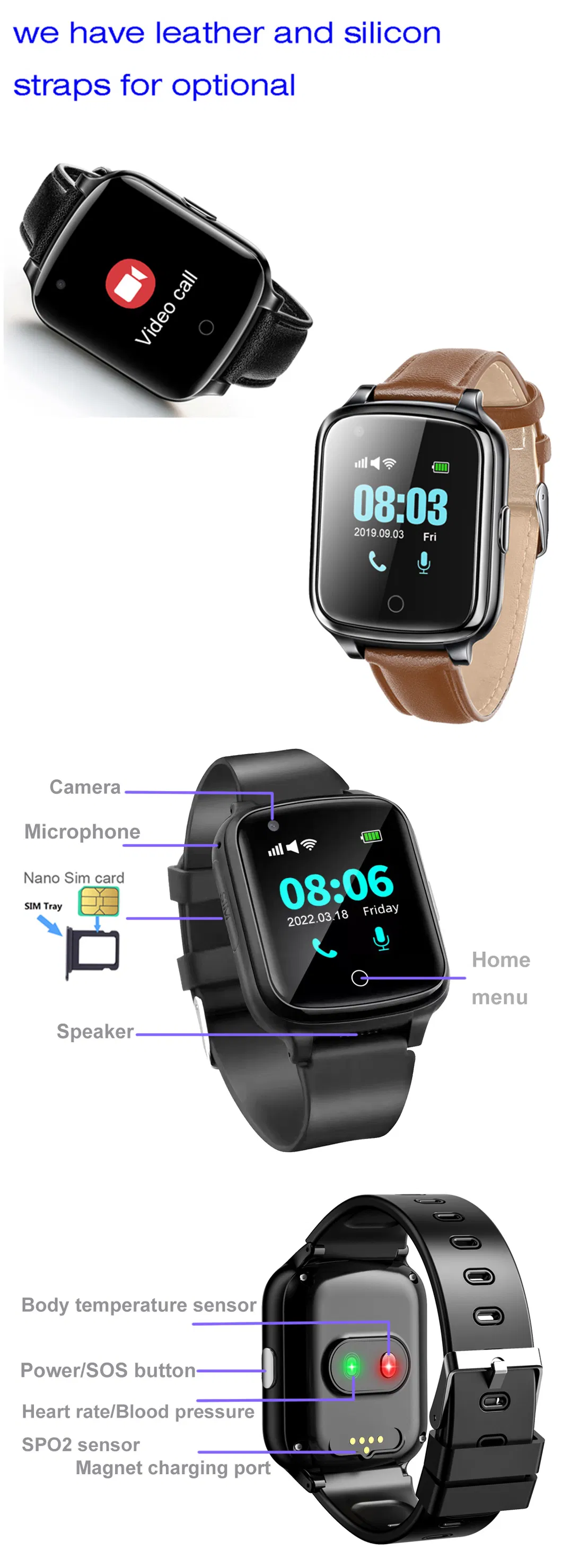 2024 android 8.1 4G senior healthcare safety IP67 waterproof GPS Tracker Watch with Whatsapp Facebook Tiktok available D41