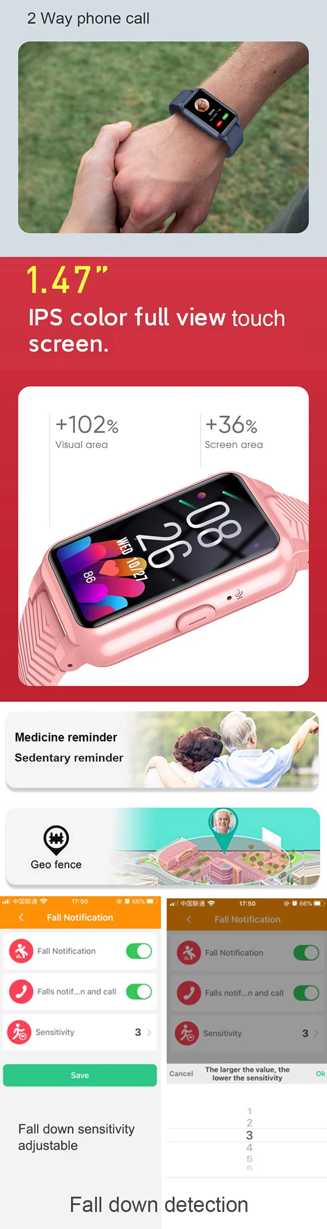 4G IP67 waterproof colorful touch screen elderly Alzheimer′s patients Wearable GPS Watch with thermometer HR BP Blood oxygen Y46