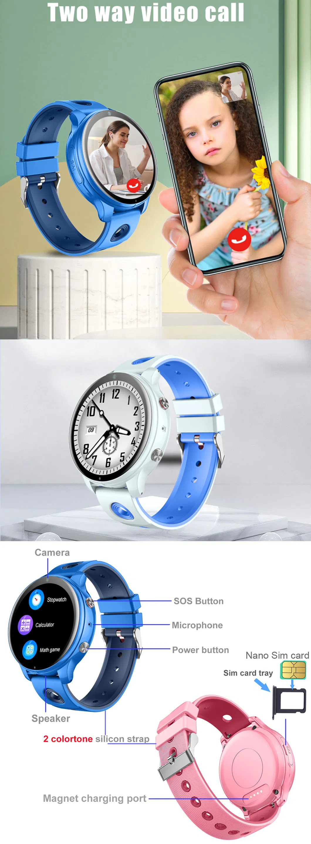 4G video call waterproof Kids Children birthday gift Smart Watch Tracker GPS with video call for advoid abducting Kidnap D42U