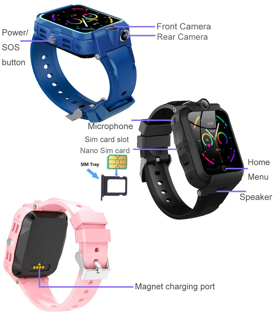 Best Selling 4G IP67 Waterproof Girls Child Safety Cell Phone Kids Watch Tracker GPS with Two Way video call dual camera Y48H