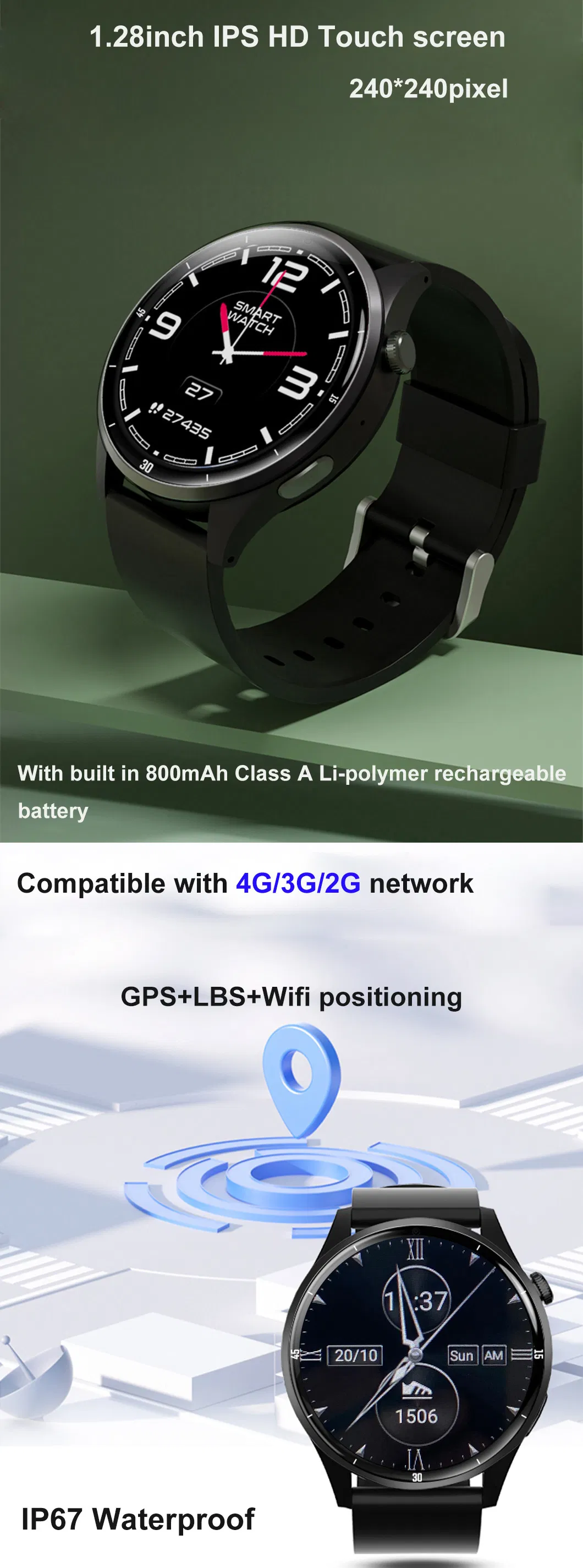 China factory 4G IP67 Waterproof Senior Healthcare SOS Elderly Tracker safety Smart Watch GPS tracker with Fall Down Alarm