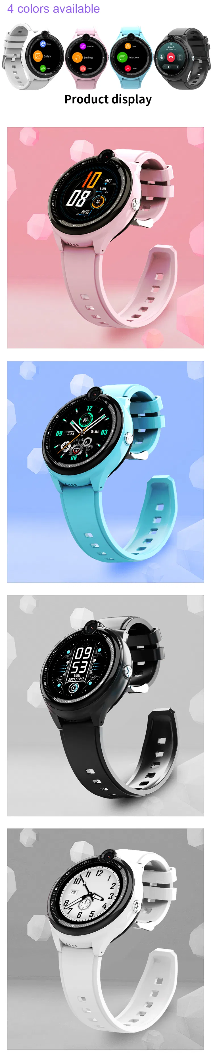 China factory 4G LTE IP67 Waterproof round screen Mini Hidden GPS Child Baby Smart Watch Tracker for Kids with Video Call D48U