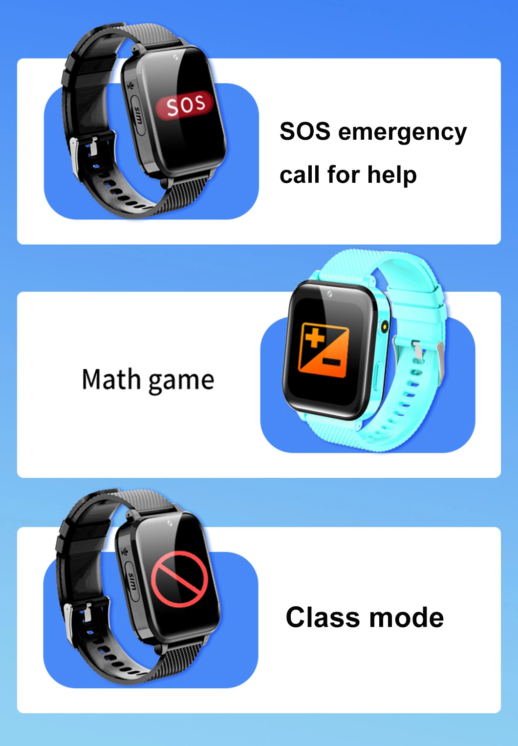 China factory Water resistance Android 8.1 4G LTE Kids GPS Tracker Mobile Smart Watch with emergency SOS video call Y48G