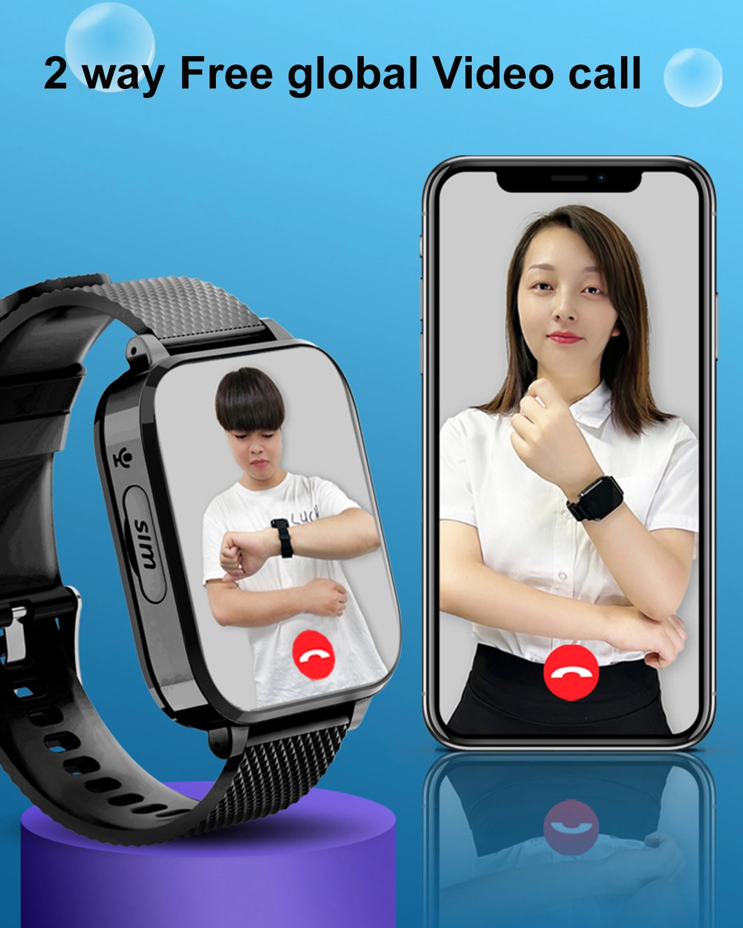 China factory Water resistance Android 8.1 4G LTE Kids GPS Tracker Mobile Smart Watch with emergency SOS video call Y48G