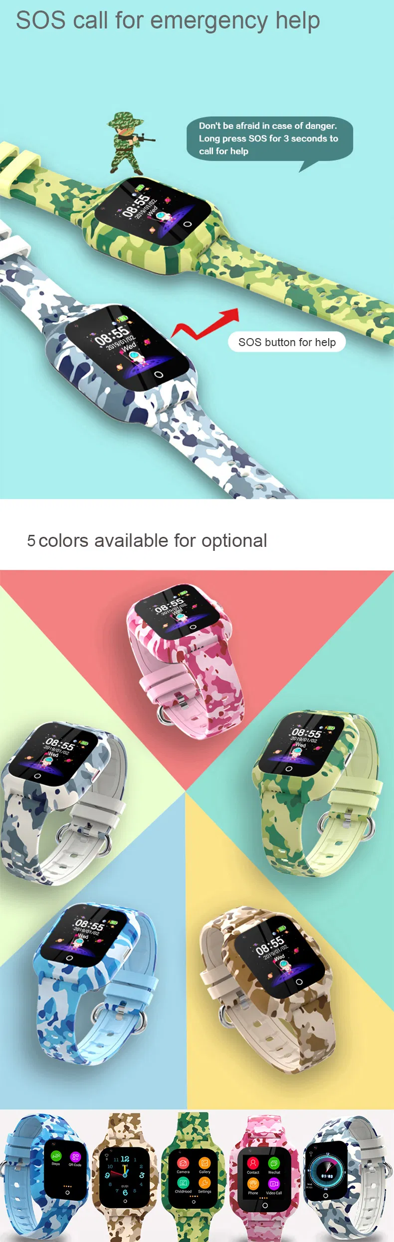 Fashion 4G IP67 waterproof Kids GPS Phone watch with Voice monitor intercom chat for SOS emergency help Y48