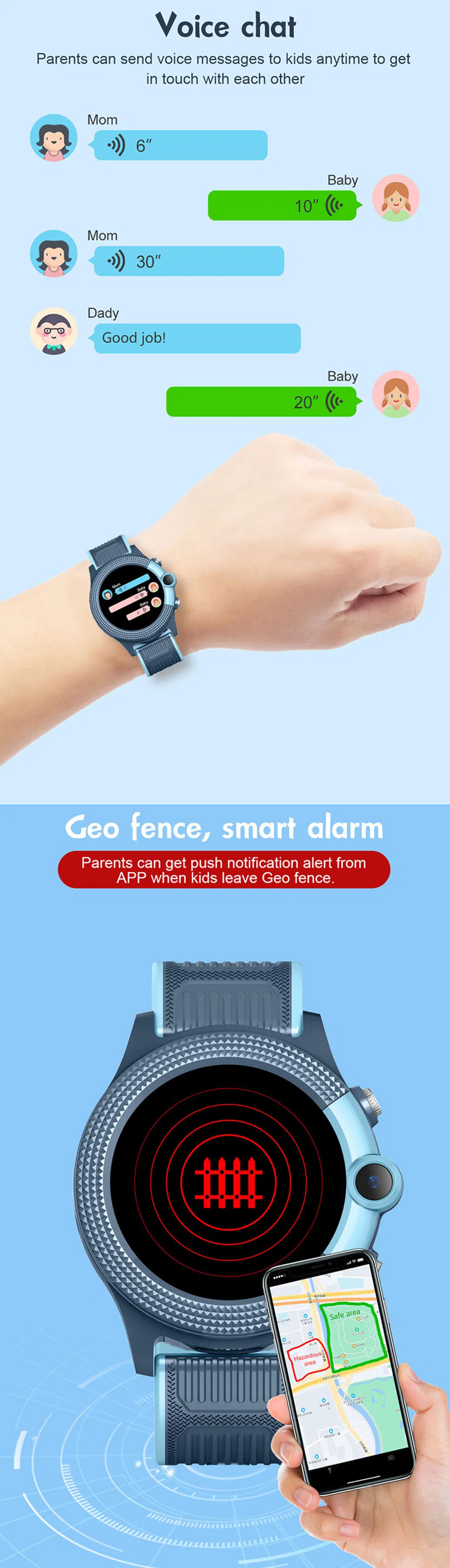 Fashion design 4G Waterproof IP67 Mobile GPS clock Smart Watch with video call for personal safety D42E