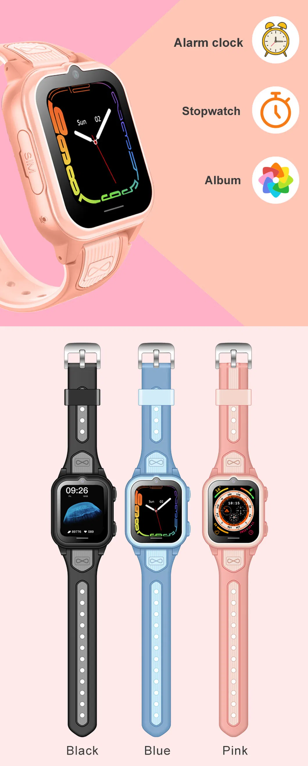 High Quality Factory Supply LTE IP67 Waterproof Kids GPS Smart Watch with Safety Zone Setup for safety monitoring D36U