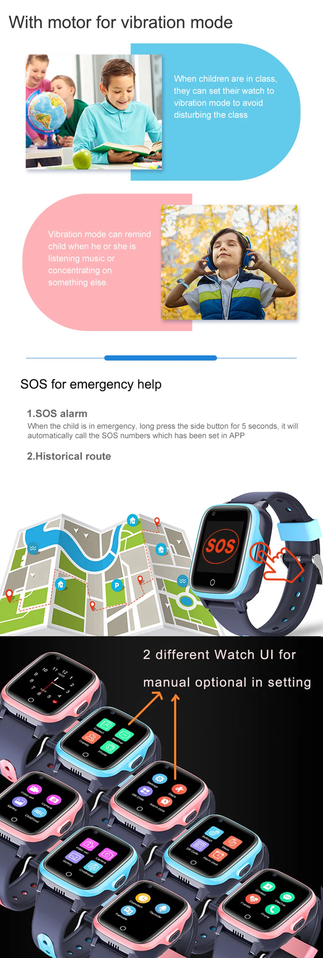 High quality 4G IP67 Water resistance Bluetooth WiFi video call Kids Security GPS Watch Tracker for emergency help D31